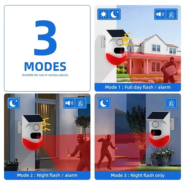 Alarma Sensor Con Sirena Exteriores Panel Solar Wifi Tuya