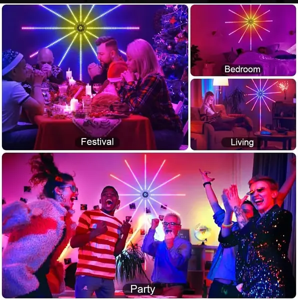 Luz Led Fuegos Artificiales Estrella Control Bluetooth Wifi