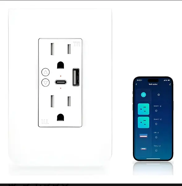 Tomacorriente Enchufe Inteligente Doble App Tuya Wifi Usb/C